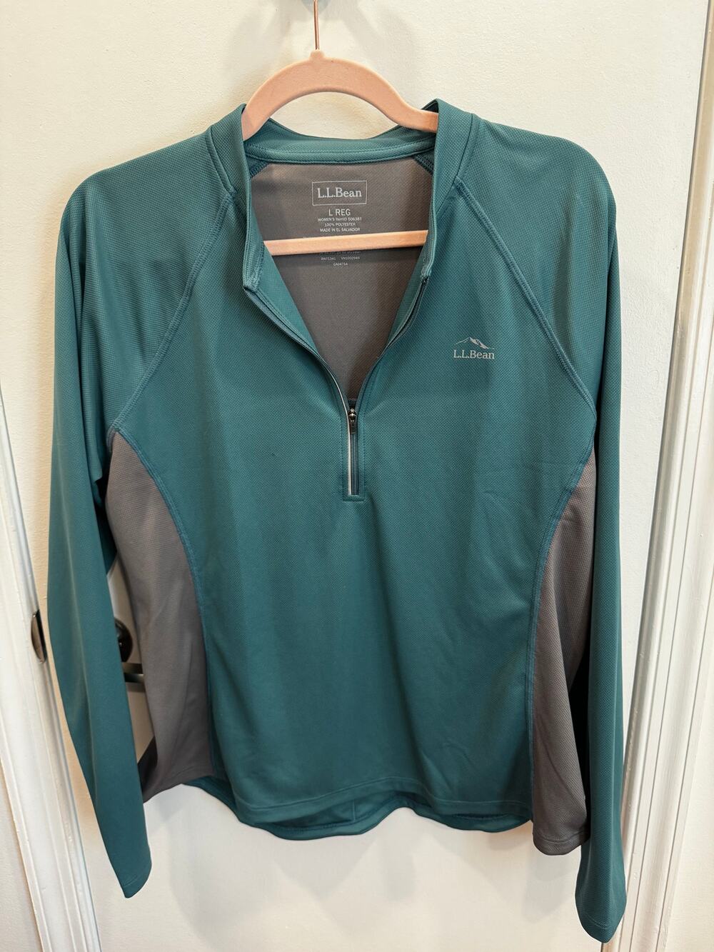 LLBean Teal/Gray Women’s Long Sleeve Cycling Jersey - Sz L